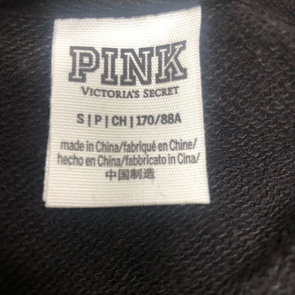 PINK Victoria’s Secret black sweatshirt w/black velour animal print. SMALL - Picture 4 of 5